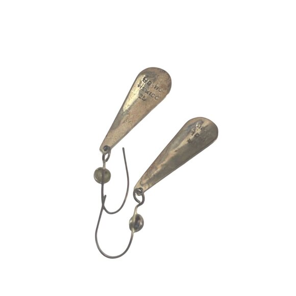 Vintage Sterling Silver & Turquoise Inlay Drop Earrings With Hook Backs - Picture 3 of 7